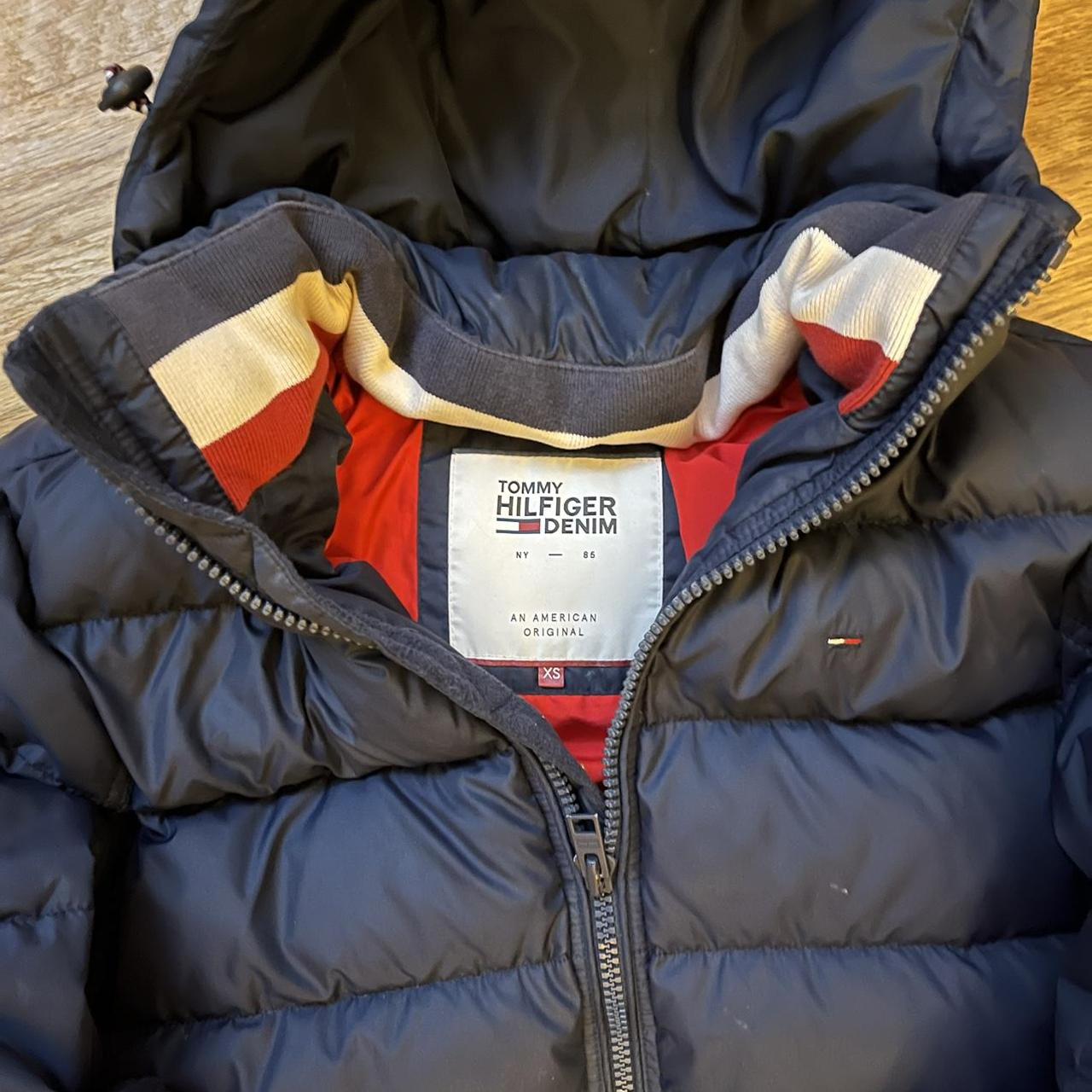 Tommy Hilfiger puffer jacket navy down... - Depop