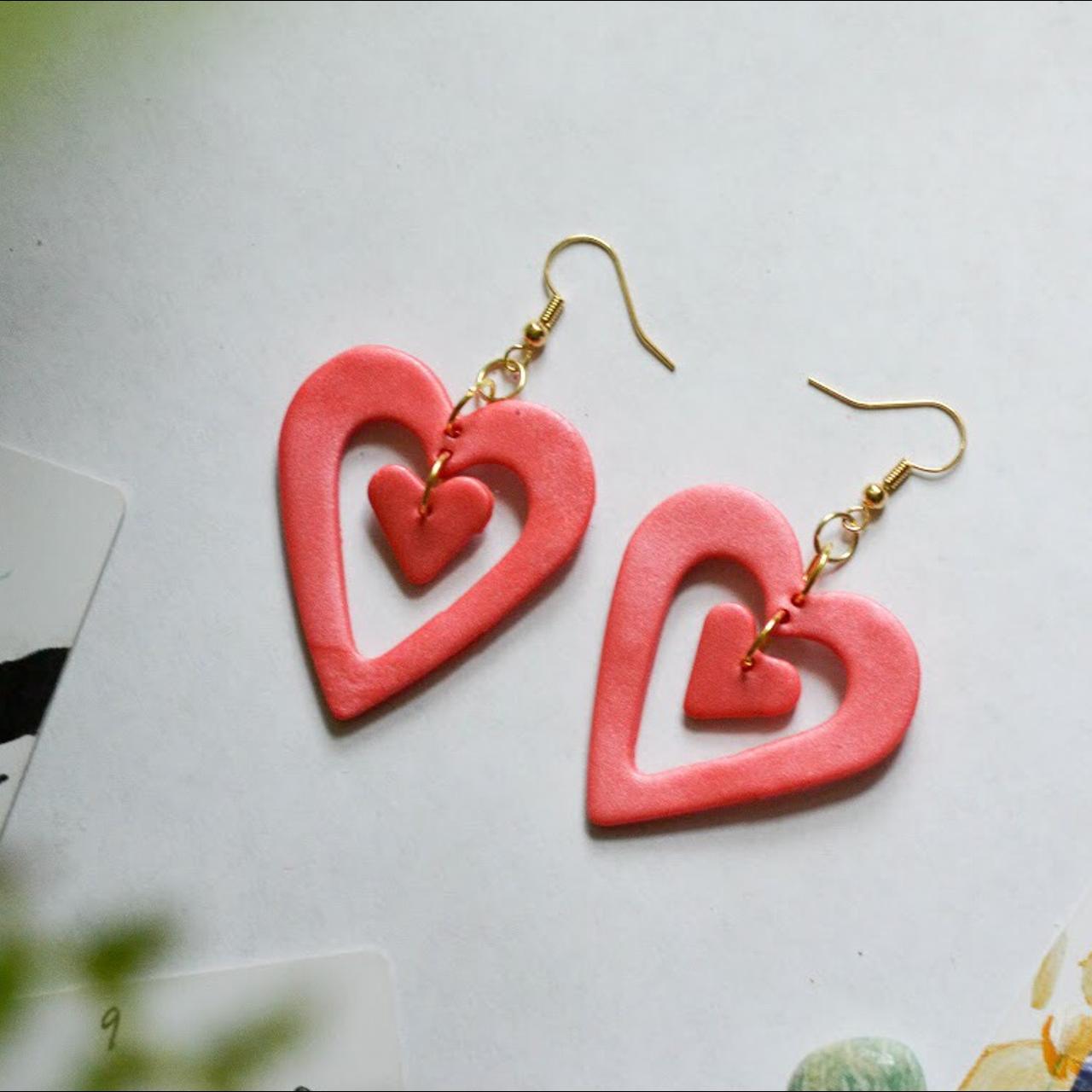 Product Image 1 - handmade double heart polymer clay