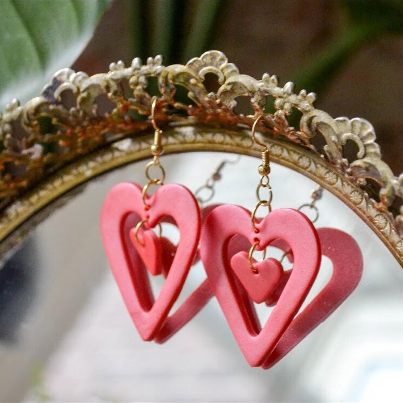 Product Image 2 - handmade double heart polymer clay