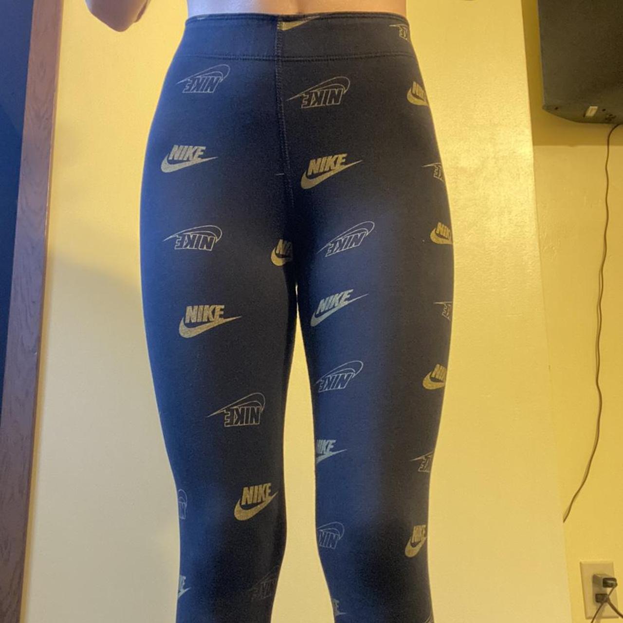 Nike Womens Black And Gold Leggings Depop 8998