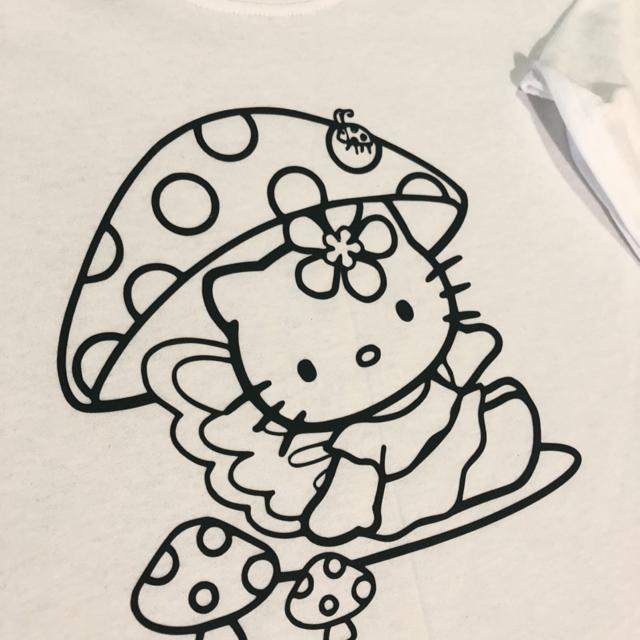 white Hello Kitty design t-shirt with four tiny - Depop