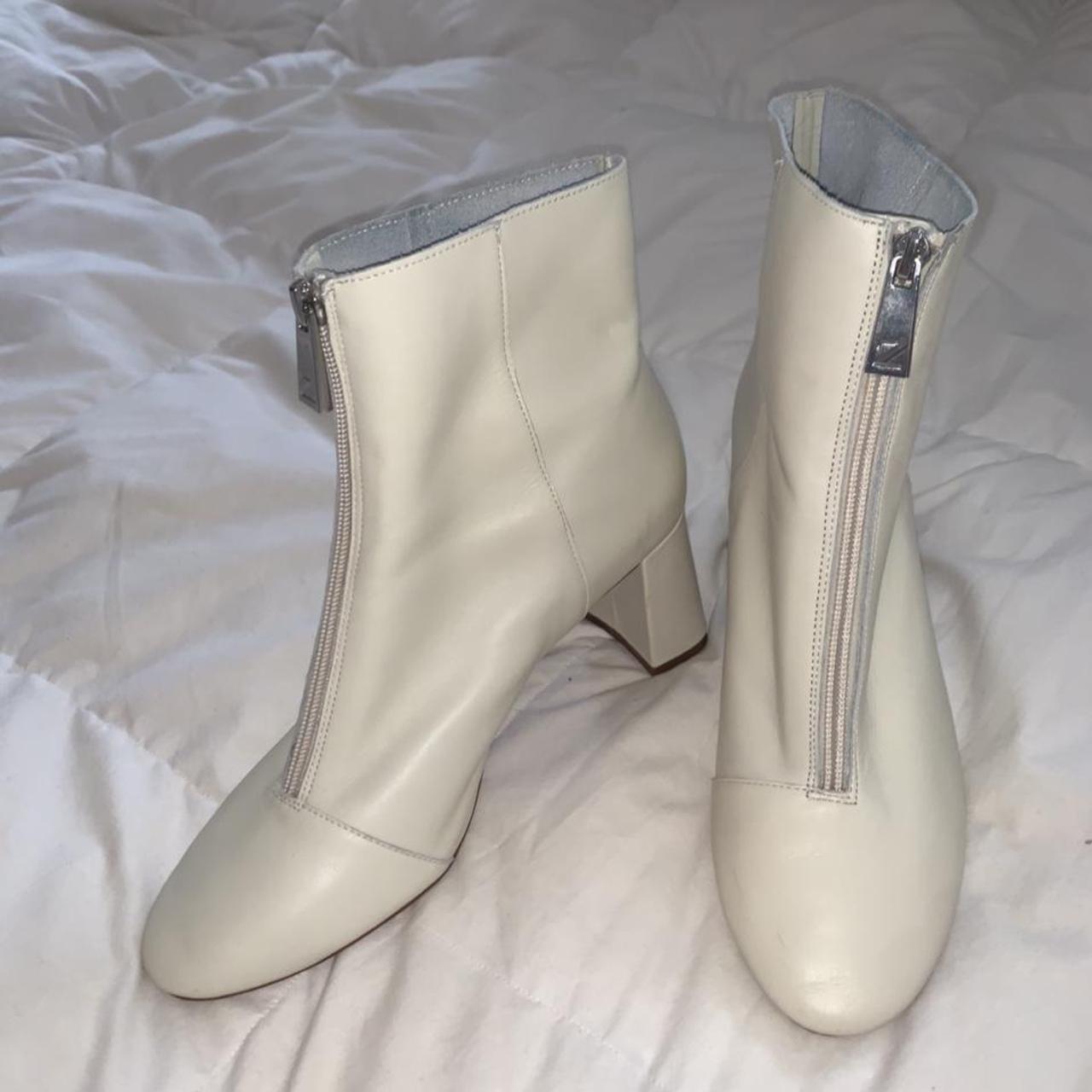 Chunky heel cream ZARA boots Front zip detail Depop