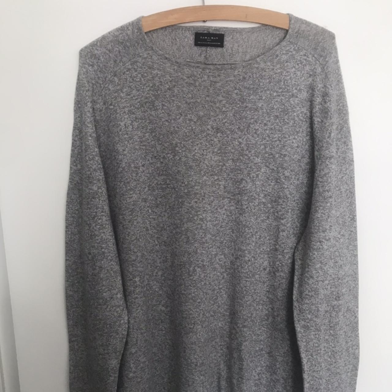 Zara Men's Grey and Silver Jumper | Depop