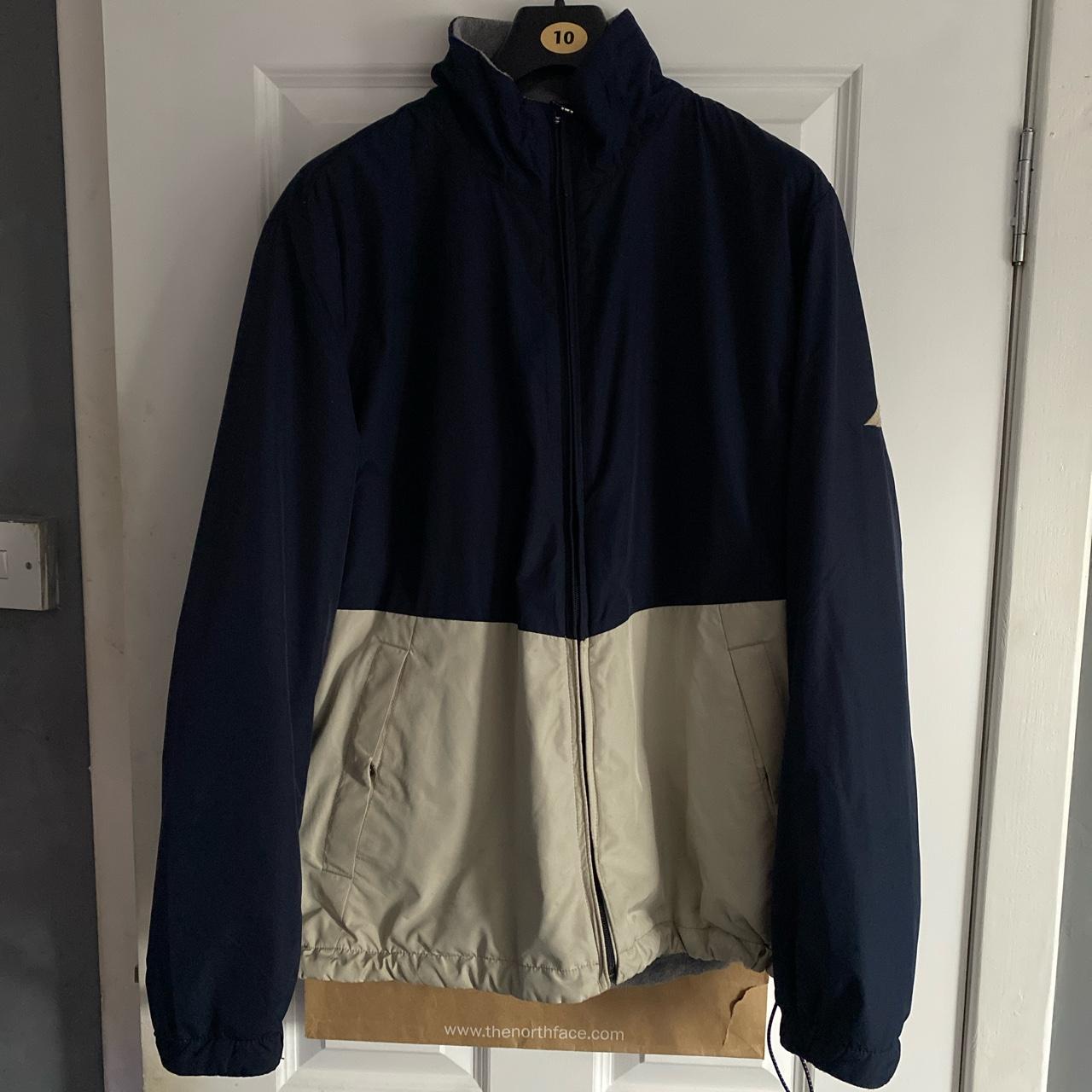 Nautica reversible waterproof jacket blue/ cream &... Depop