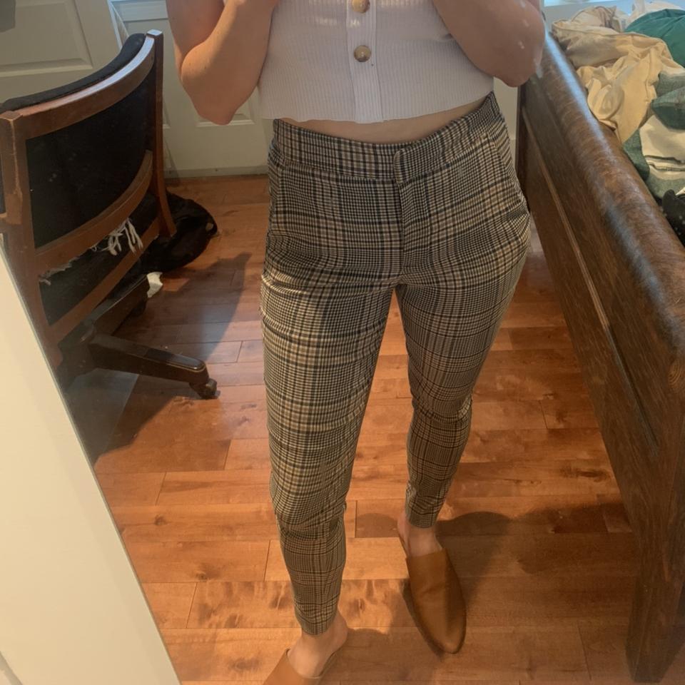 Zara checkered pants. Xs. New. Tan and - Depop