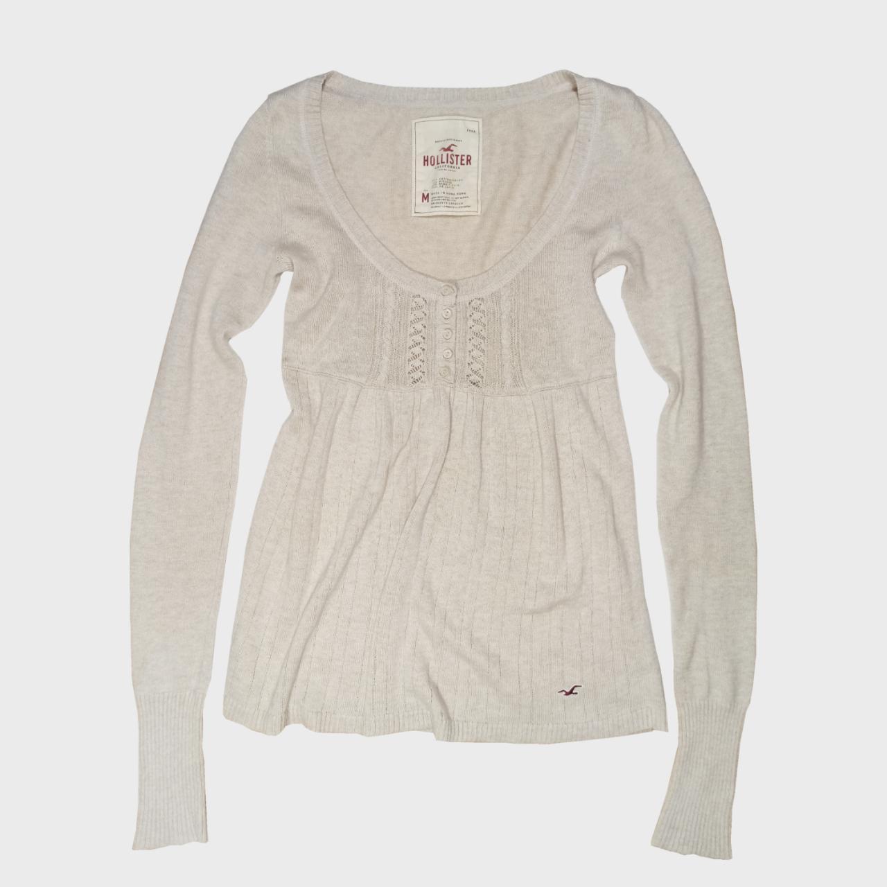 Beautiful creamy Hollister babydoll longsleeve top /... Depop