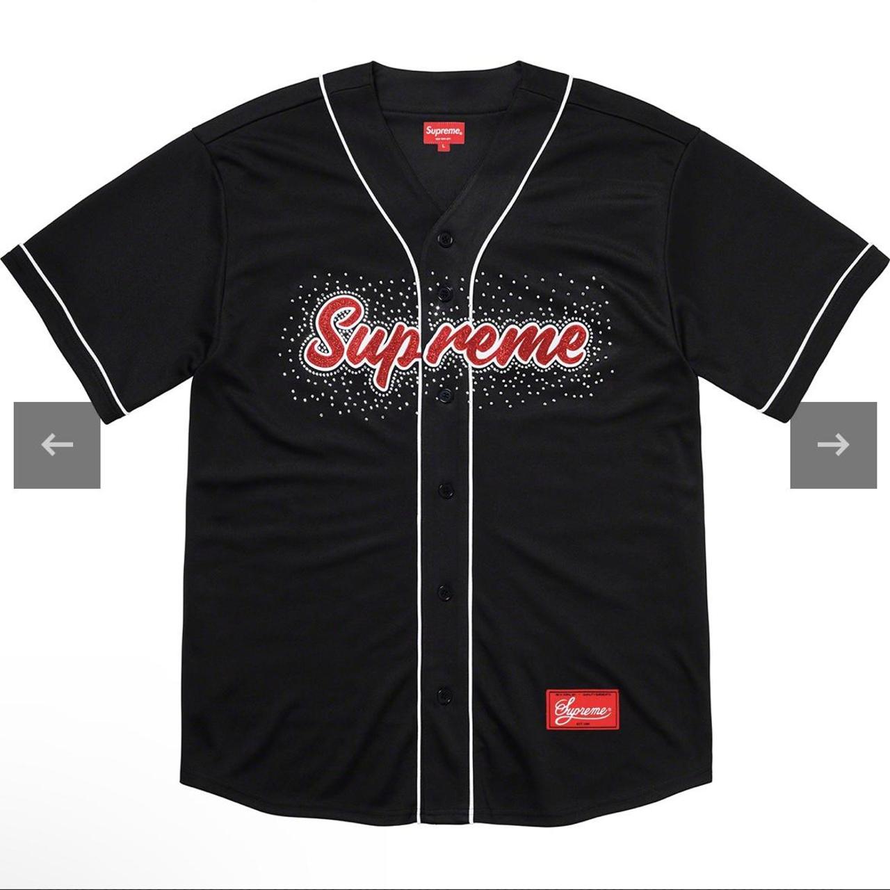 Supreme black/red rhinestone baseball jersey size small