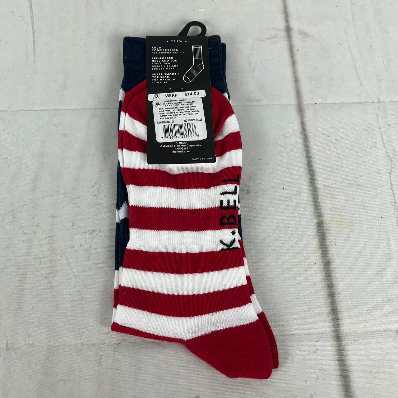 K. Bell Socks Men's Red and Blue Socks | Depop