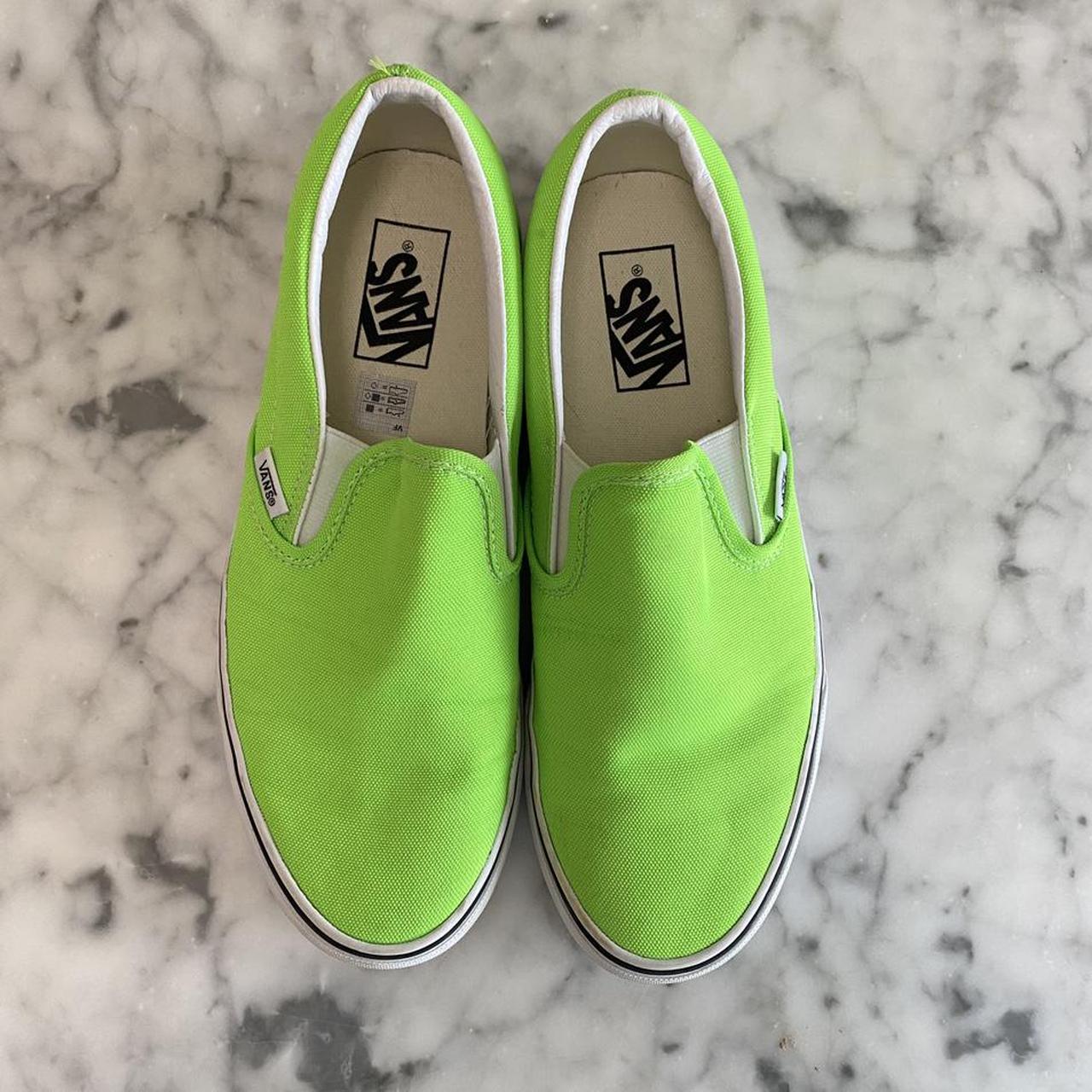 Vans neon green slip-ons. So much fun! These are in... - Depop