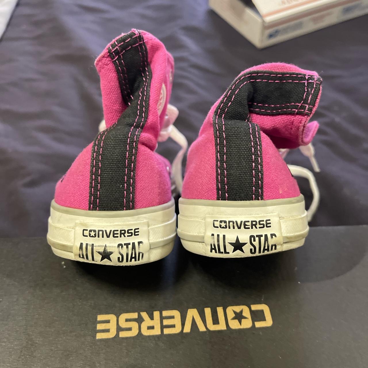 Converse Pink and Grey Trainers | Depop