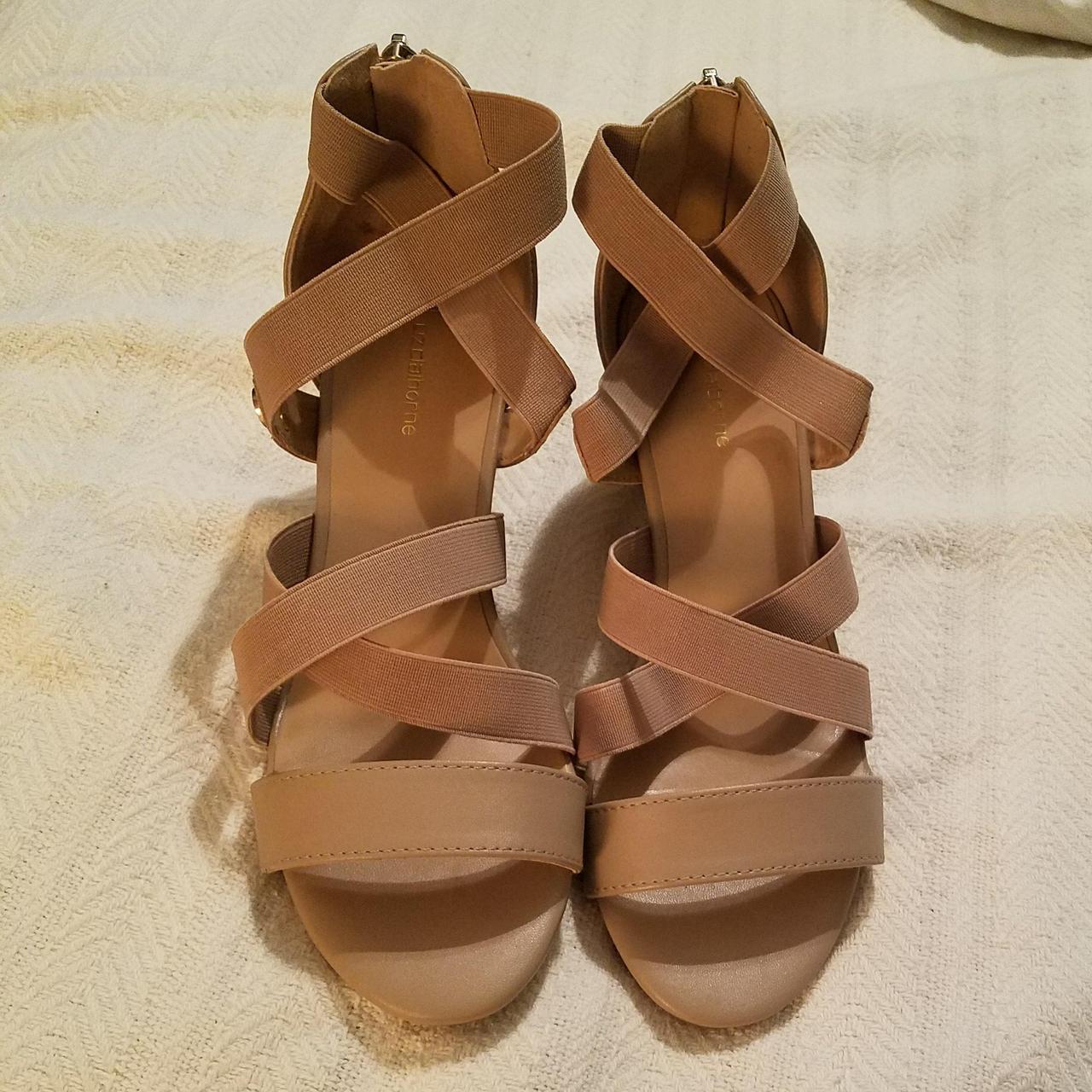 Liz Claiborne strappy wedge sandals. Back zip... - Depop