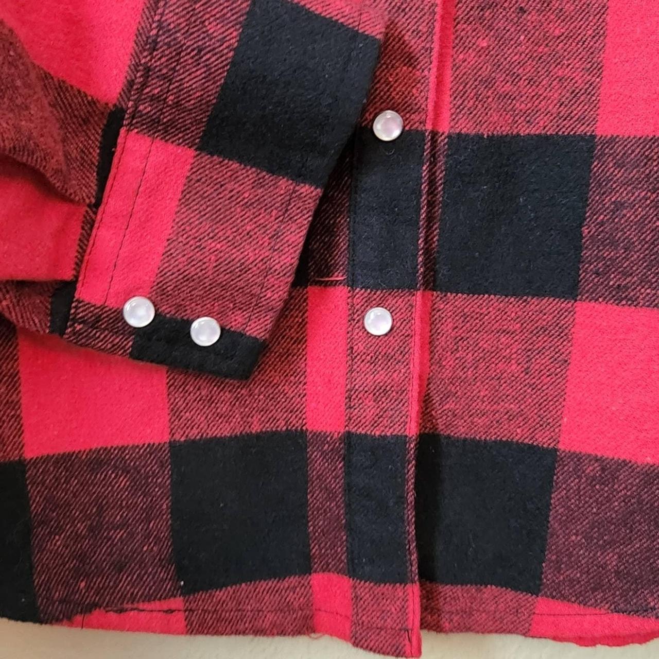 Women's red and black Buffalo plaid flannel in women... - Depop