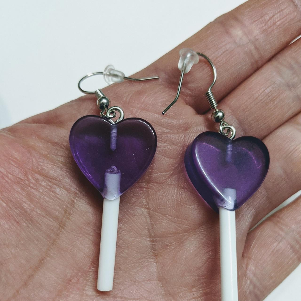 Product Image 2 - These cute heart lollypop earrings