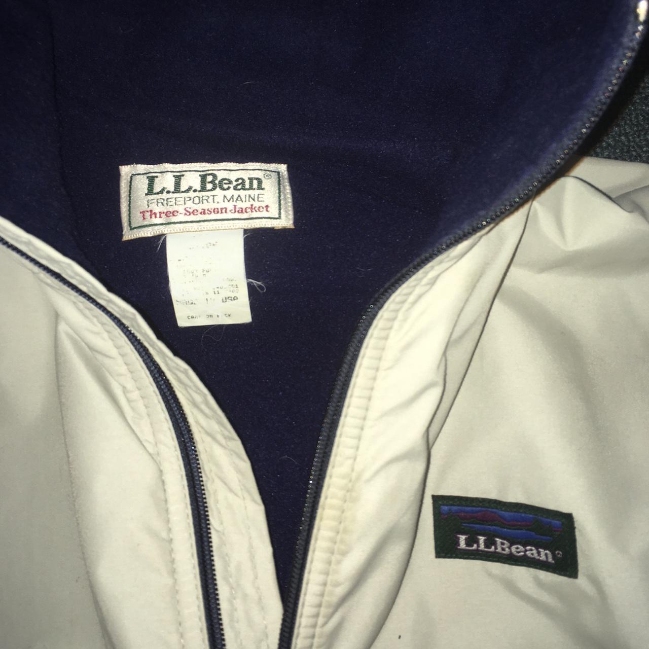 L.L.Bean Men's Cream and Blue Jacket (2)
