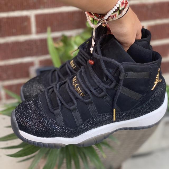 Jordan 11 retro Heiress Black Stingray GS size. Depop