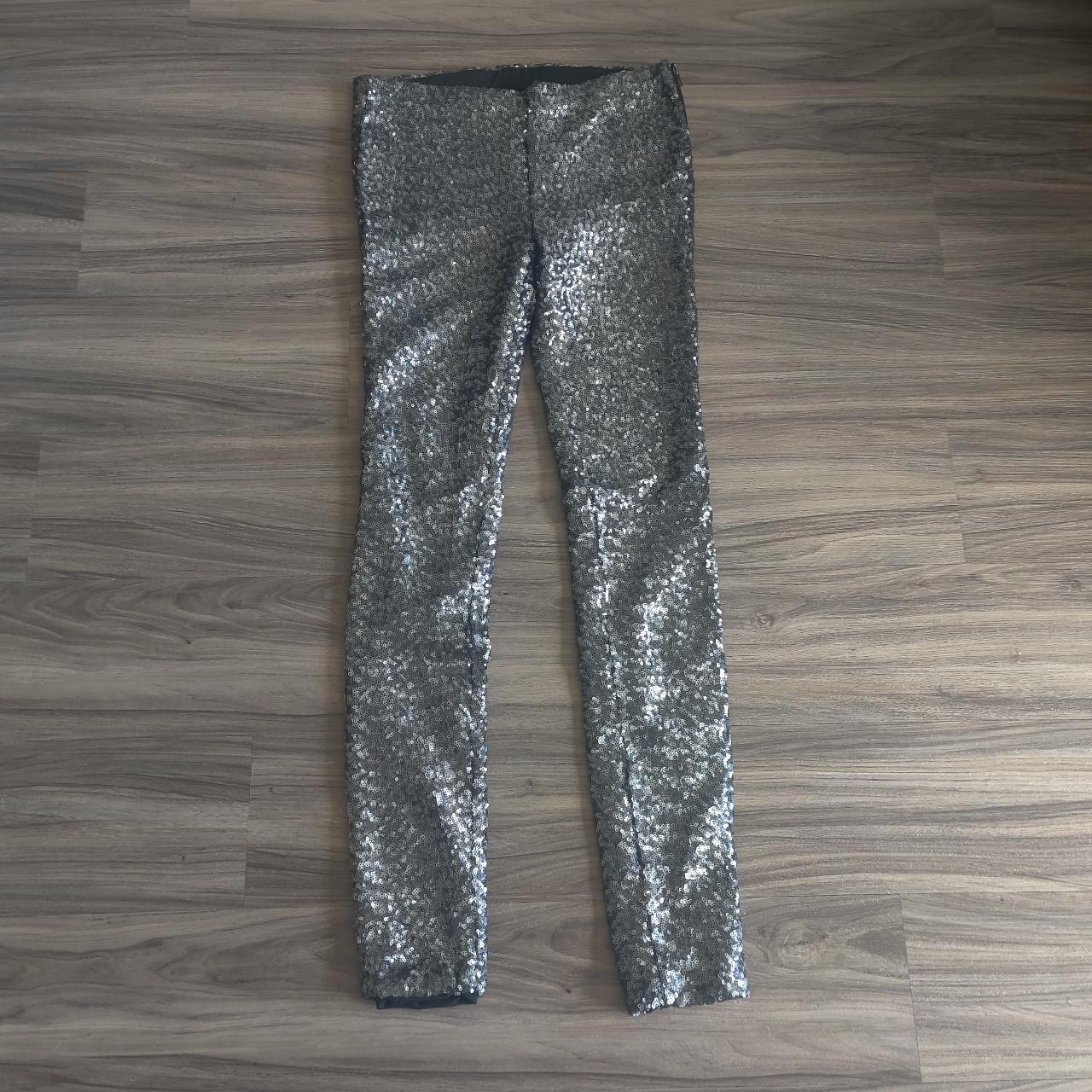 Bardot Women's Grey and Silver Leggings | Depop