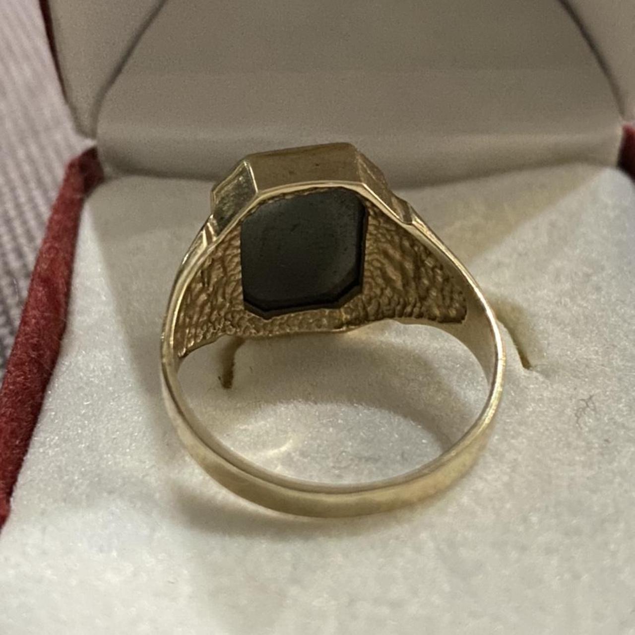 vintage hematite 9ct gold ring. 9K Yellow Gold... - Depop