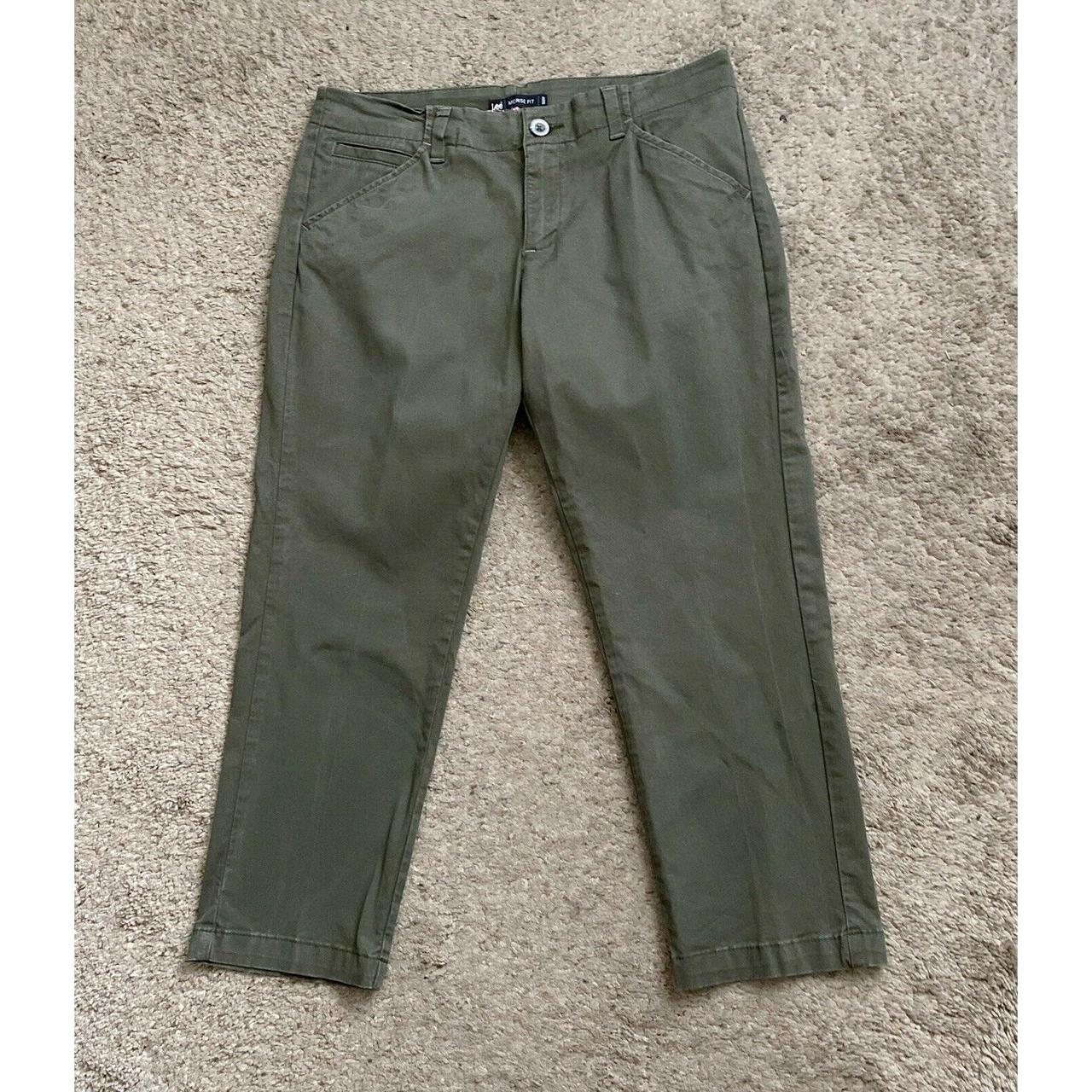 LEE Womens Size 8 Army Green Cotton Blend Cropped... - Depop