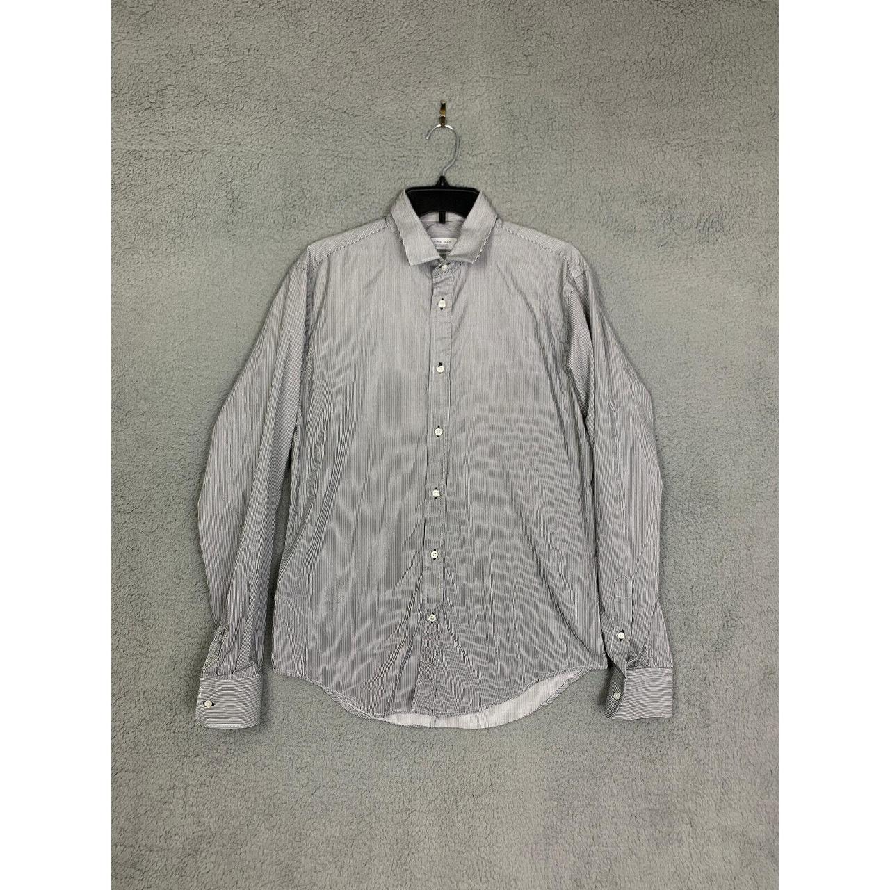 Zara Mens Shirt Large Long Sleeve Button White... Depop