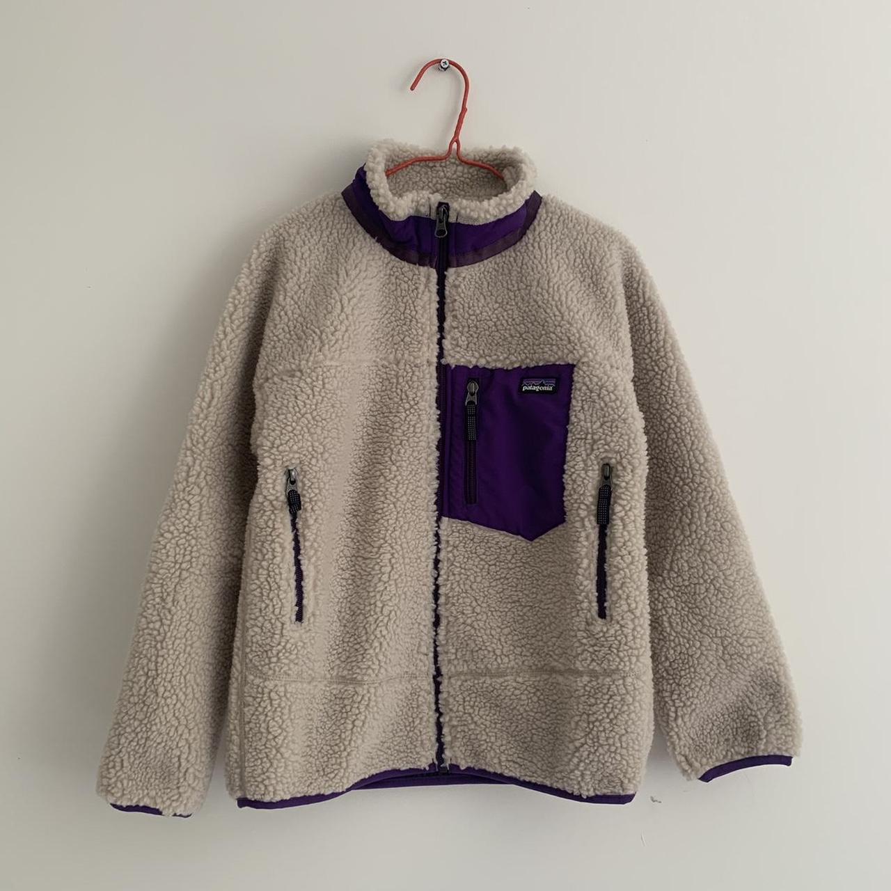 Patagonia Deep Pile X Retro Fleece. Cream And Purple - Depop