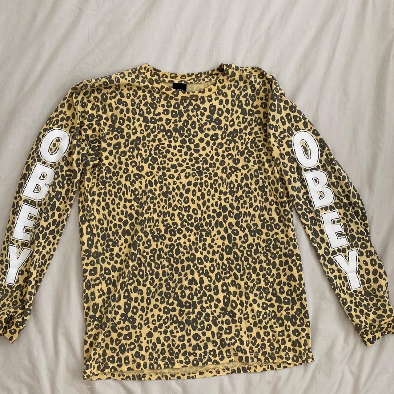 #OBEY cheetah print long sleeve never worn - Depop