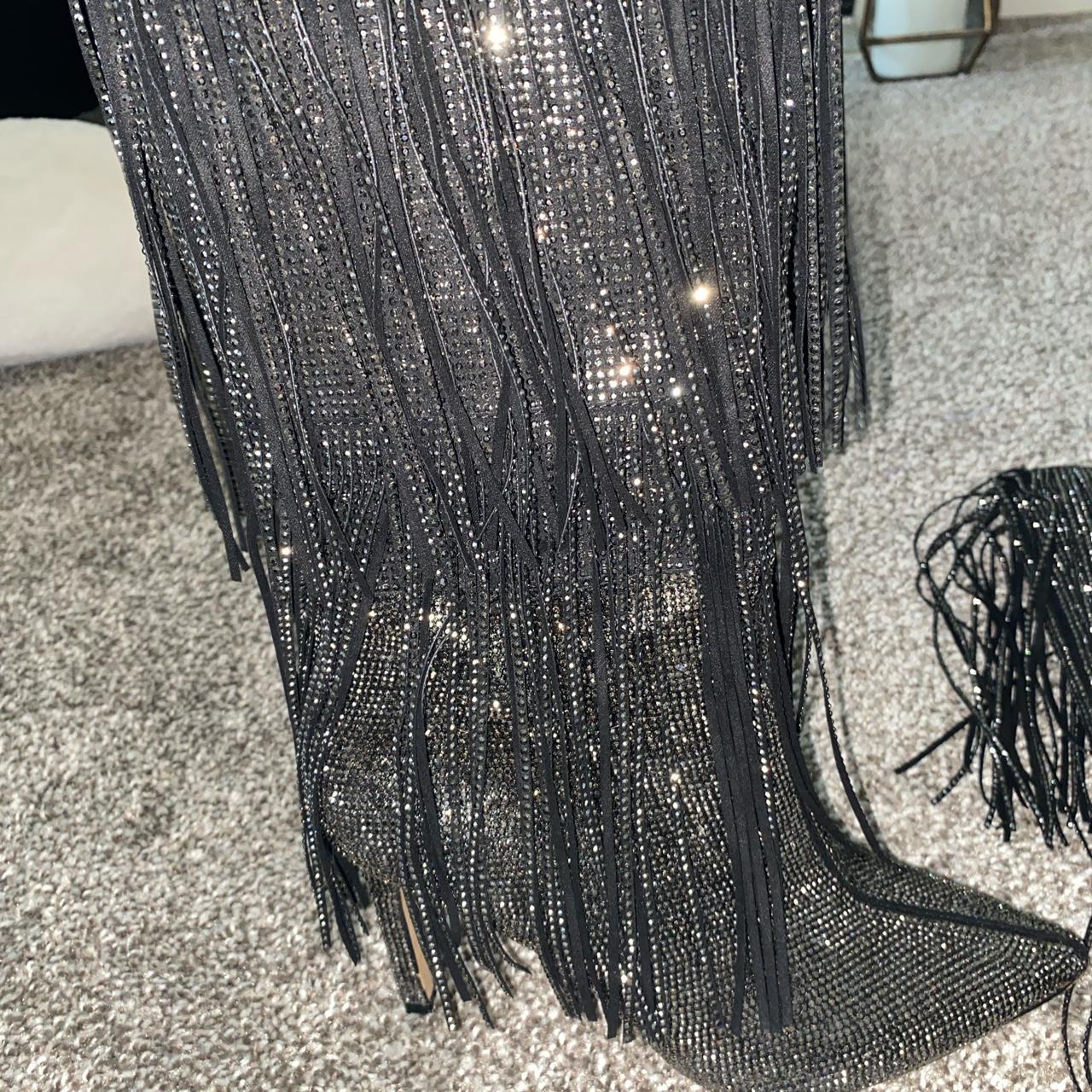 Ismeria fringe best sale bling booties