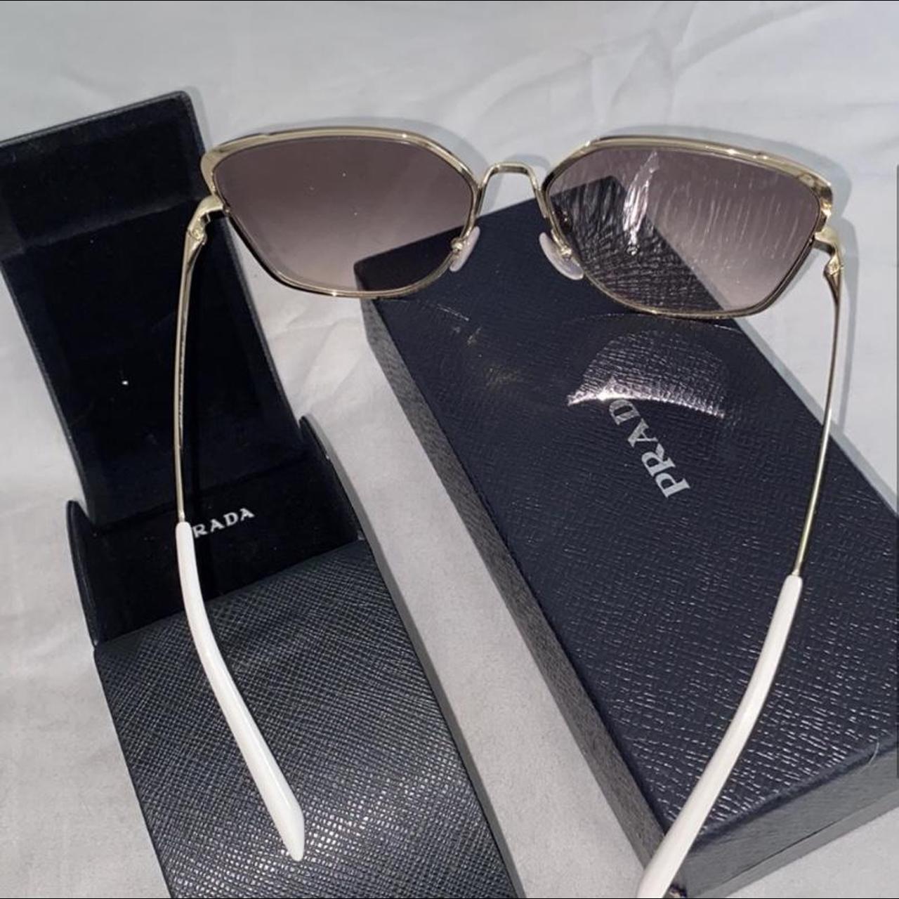Prada Women's Pink and Silver Sunglasses | Depop