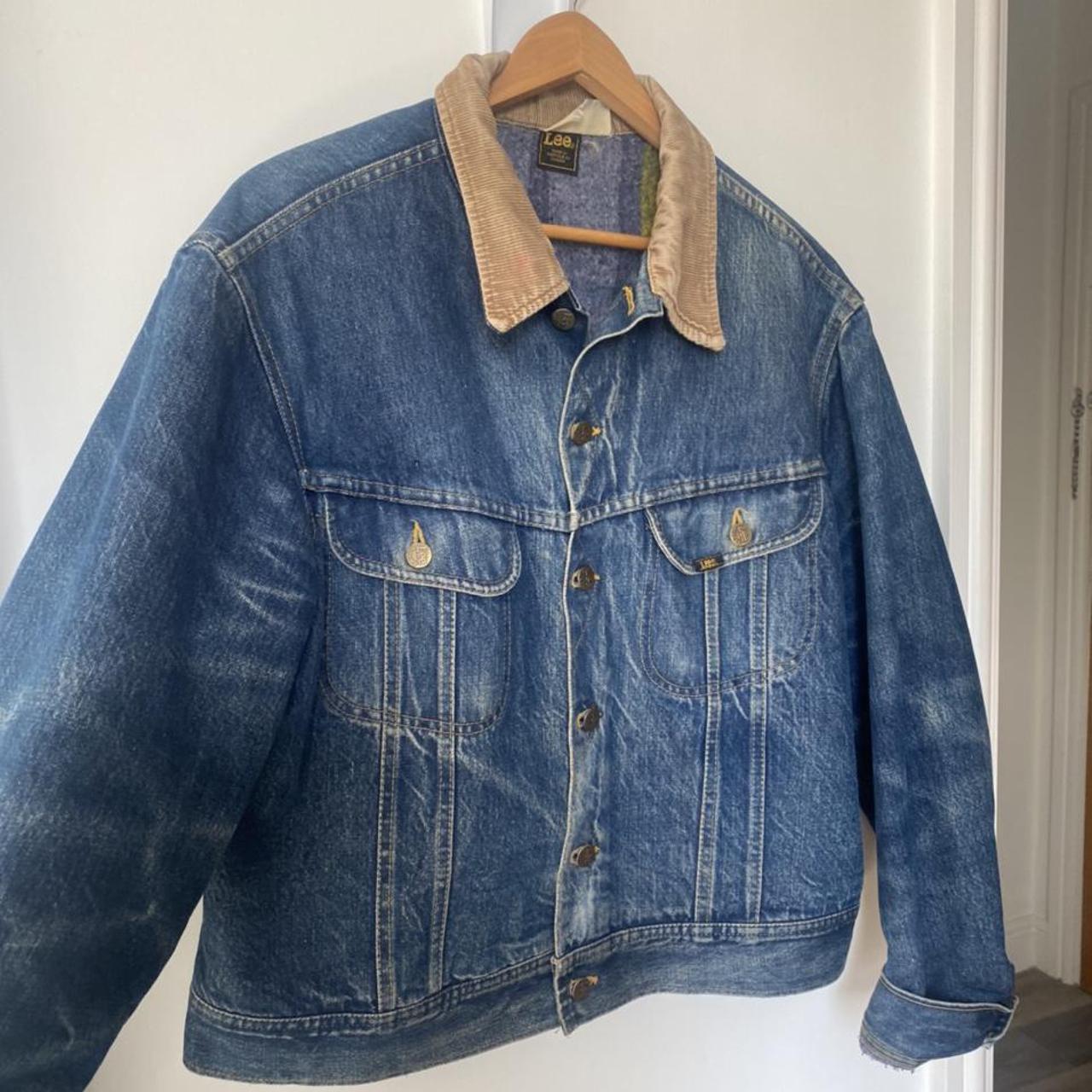 Vintage Lee denim jacket with corduroy... - Depop