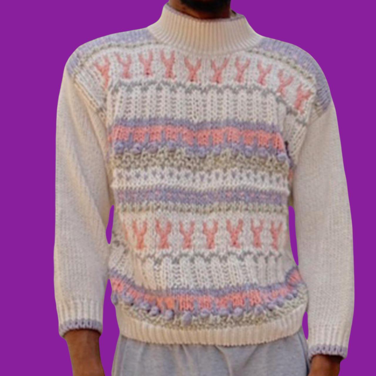 Hand knitted sweater 🔴 Size Large 🟣Measurements... Depop