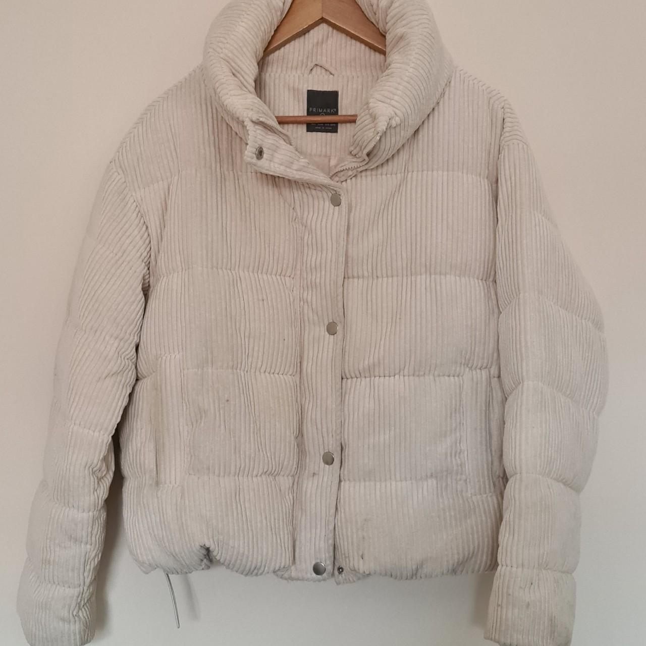 Primark Cream Puffer Jacket Size Large Perfect for... Depop