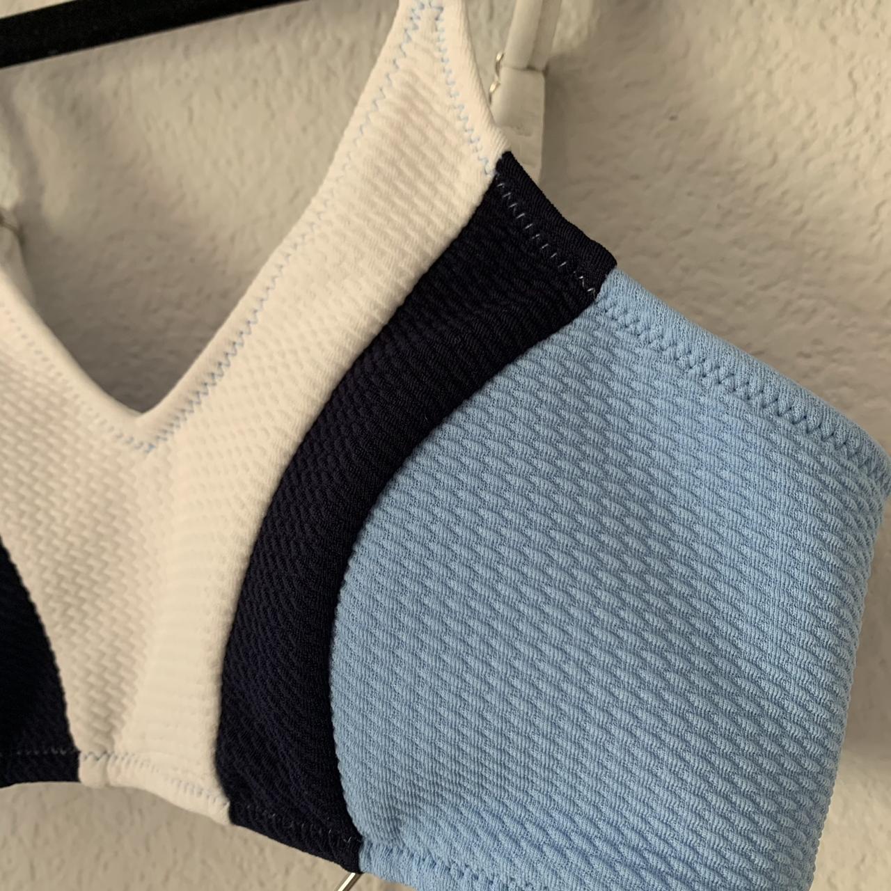 Cupshe Color Block Bikini Set Size S White Navy Depop