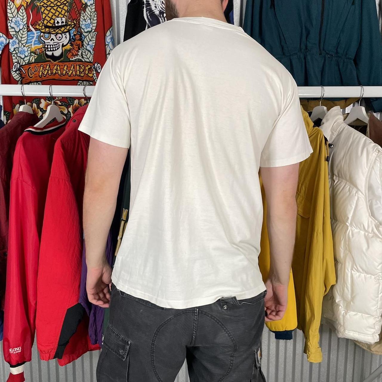 Nutmeg Men's White and Yellow Tshirt Depop