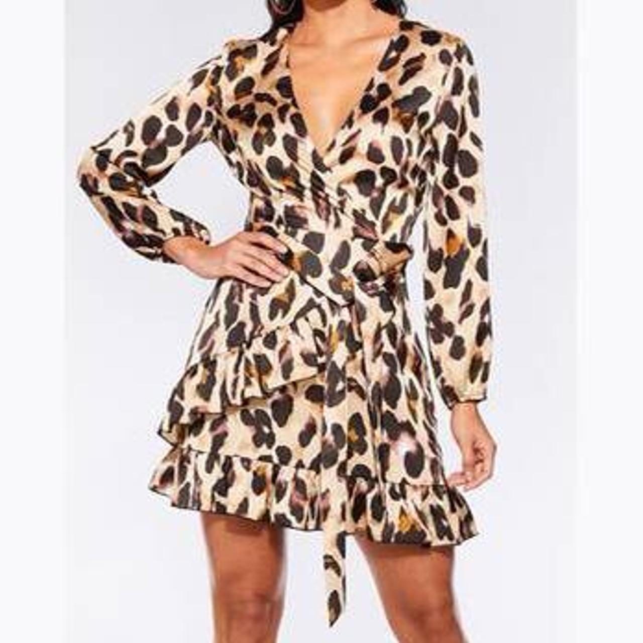 quiz animal print wrap dress