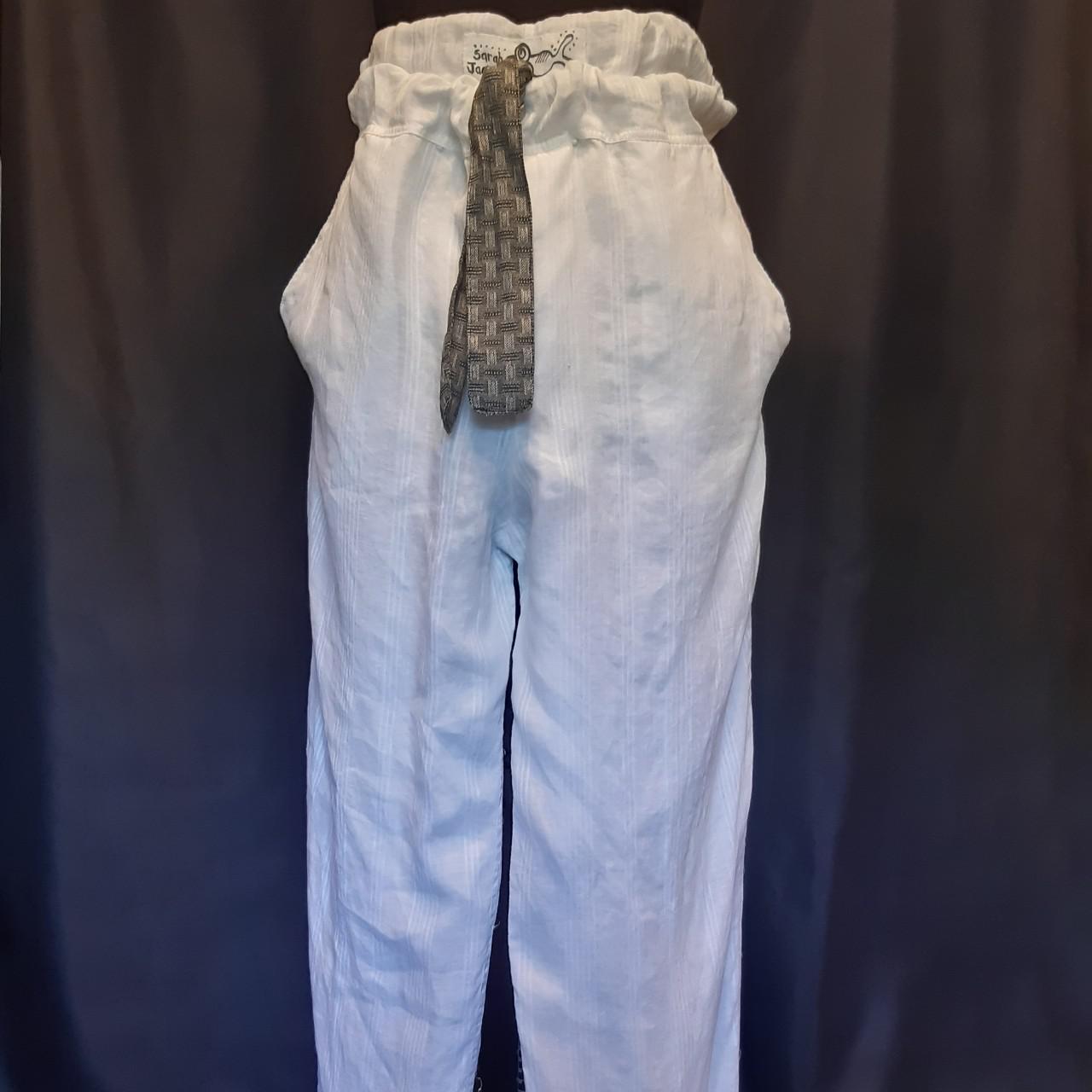 Women's White and Grey Trousers | Depop