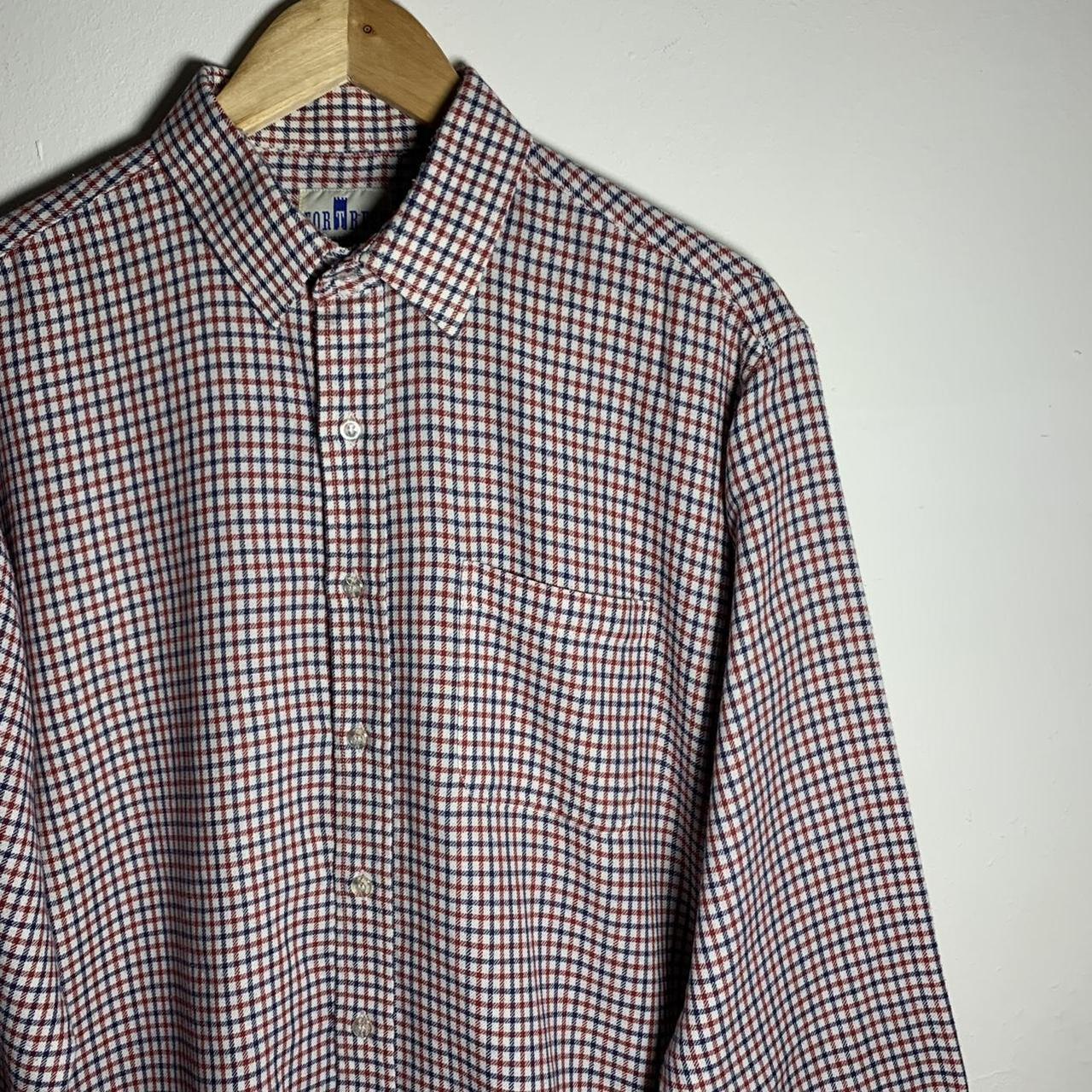 Fortress vintage blue, red & white check flannel... - Depop