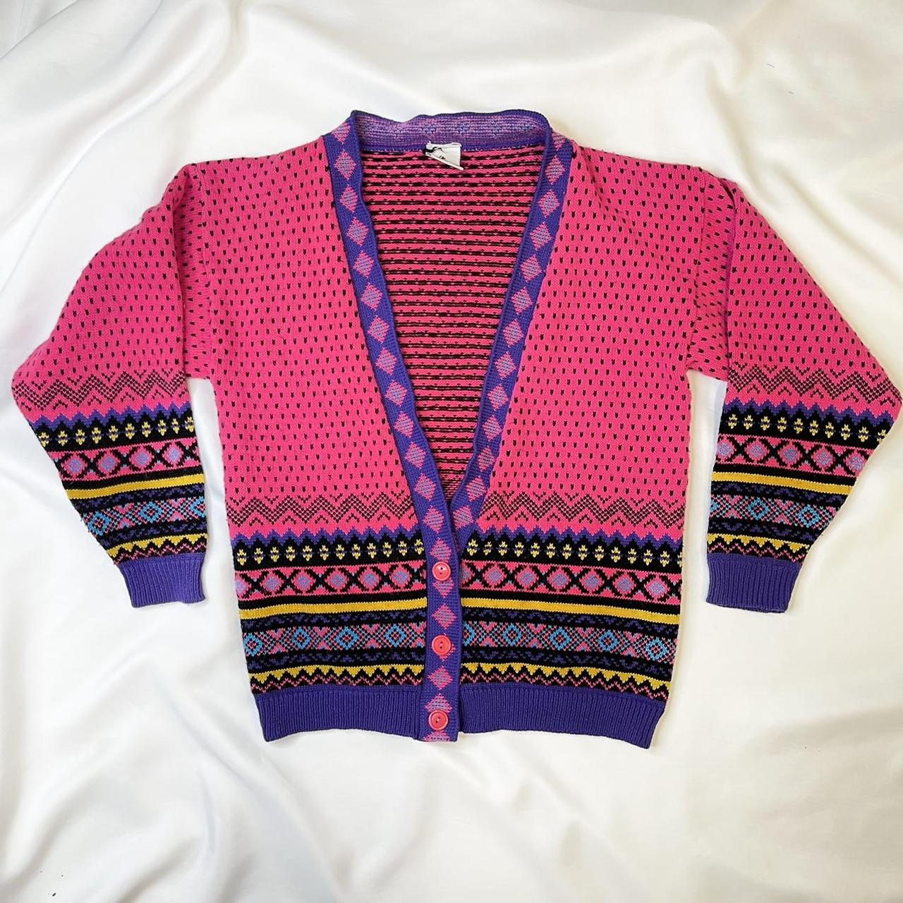90’s Vintage Pink Knit Cardigan 8 USA... Depop