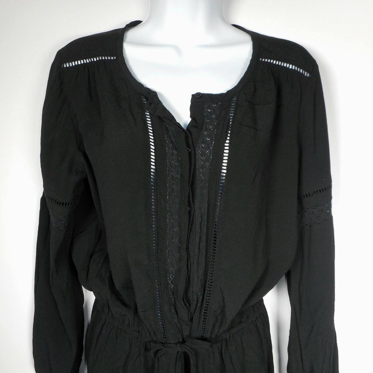 GAP Black Jumpsuit with Long Sleeves Perforated... Depop