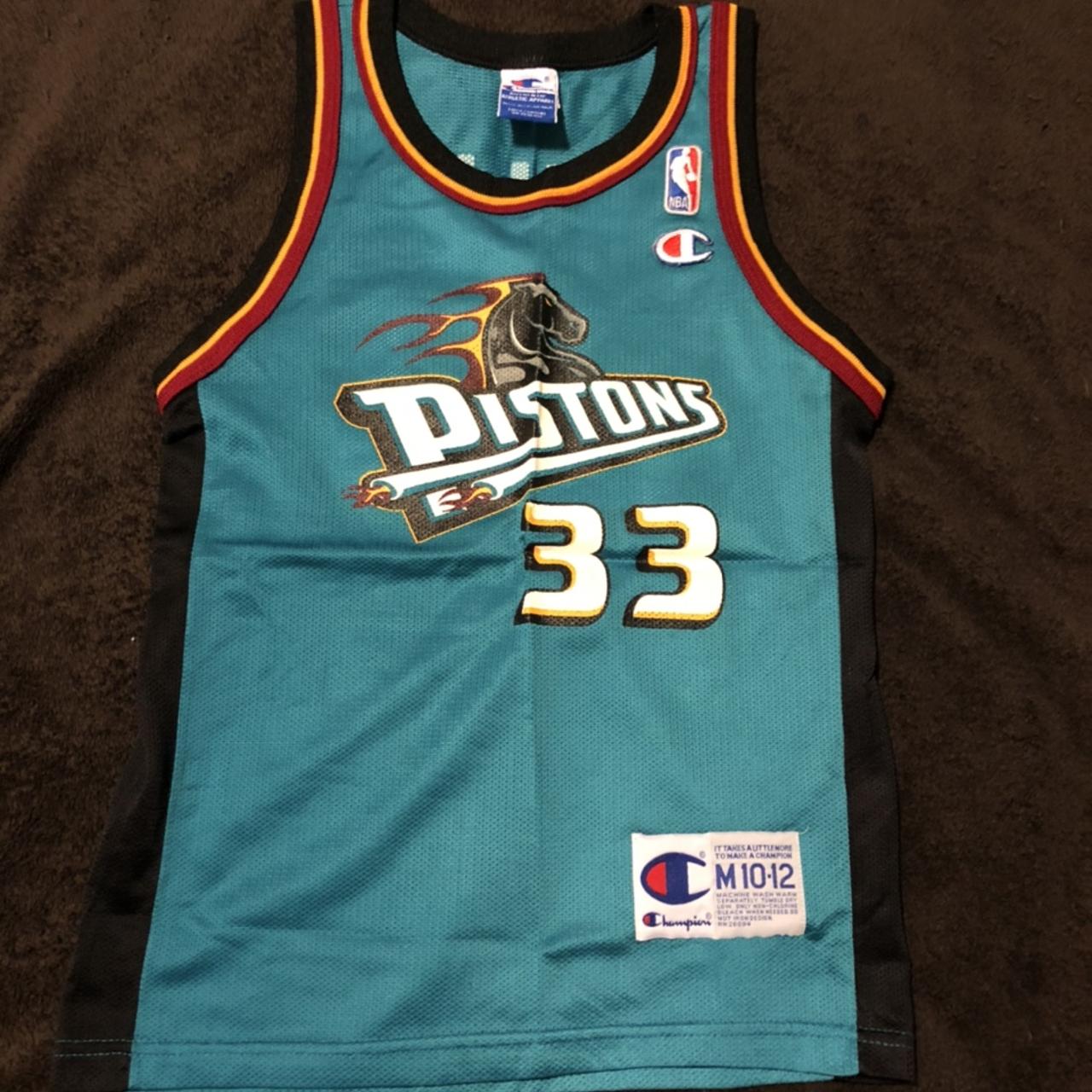 1990’s Vintage Grant Hill Turquoise Pistons Starter... - Depop