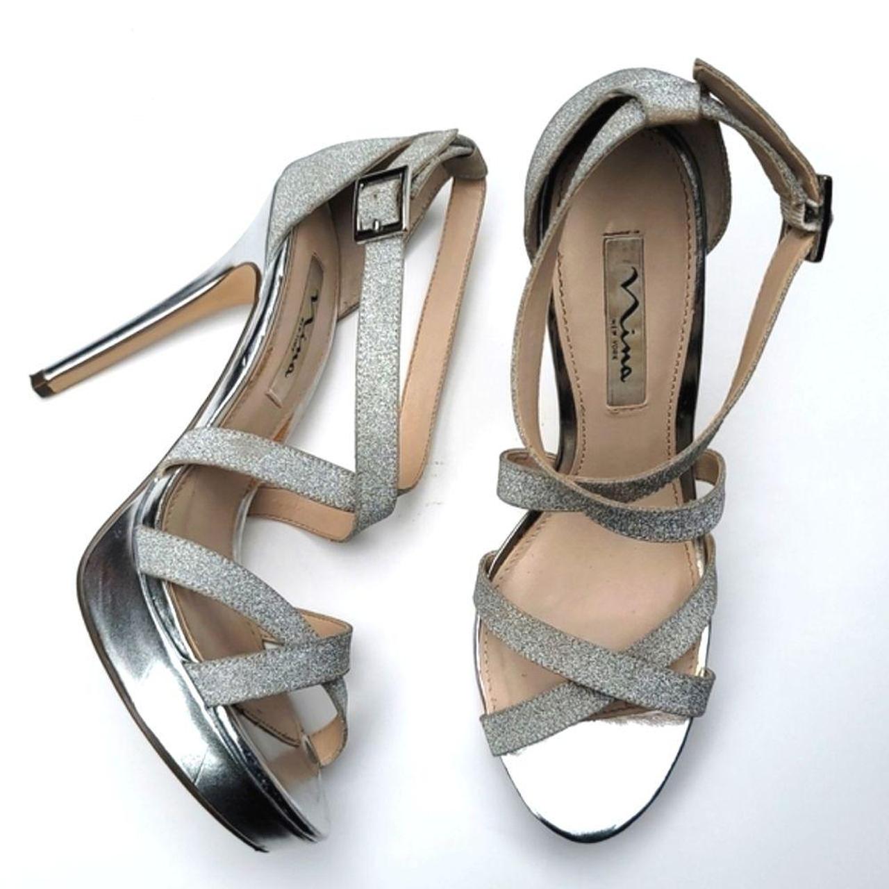 Silver Nina high heels 9.5. Good condition. has... - Depop