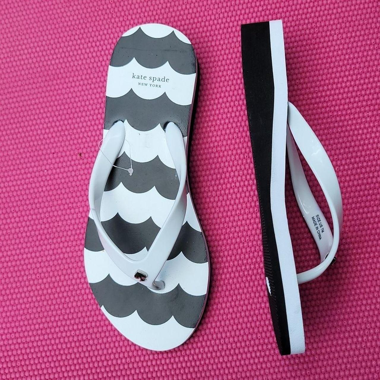 Black whote Kate spade Milli flip flop sandals size... Depop
