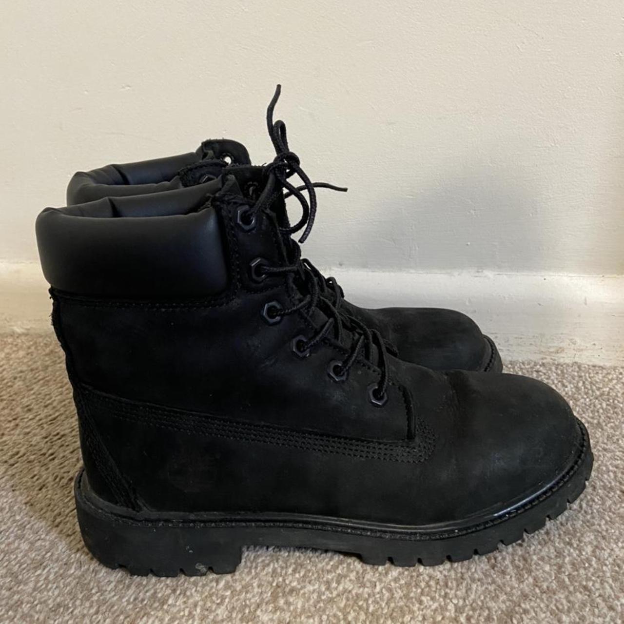 Black real leather Timberland boots size UK5, only... - Depop