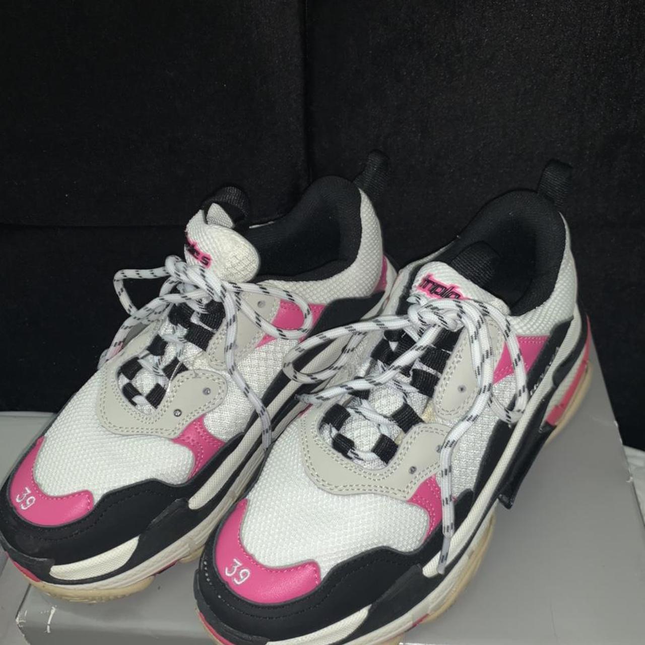 Balenciaga triple S trainers pink, white and... - Depop