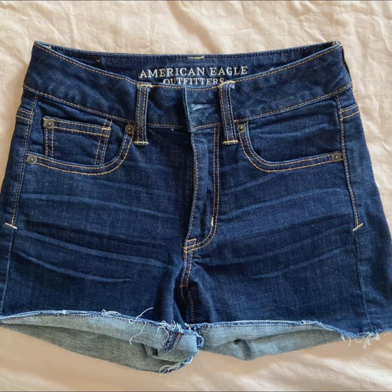 American Eagle Dark Denim Super Stretch Shorts In Depop