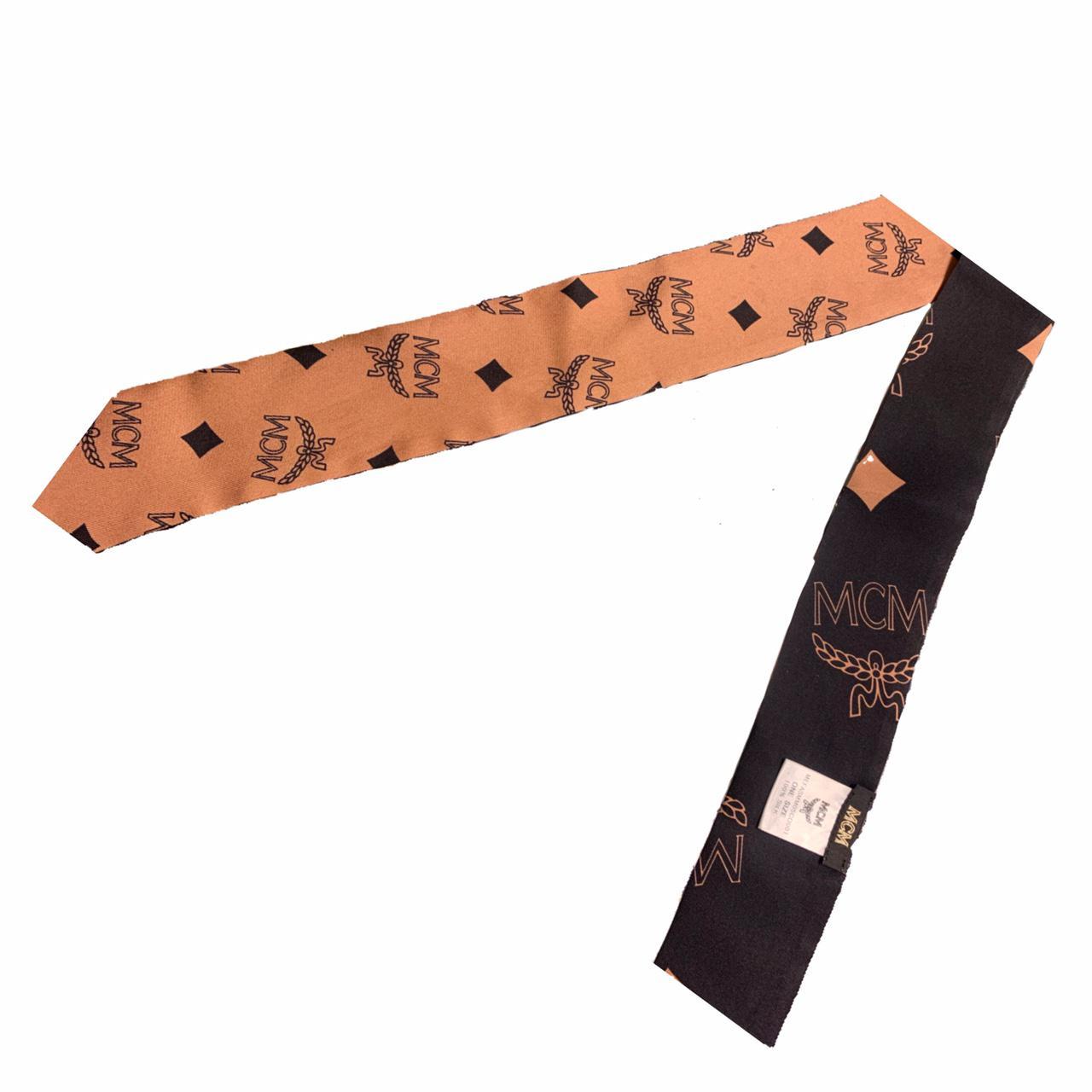 MCM Monogram Brown Black Twilly Scarf twillyscarf