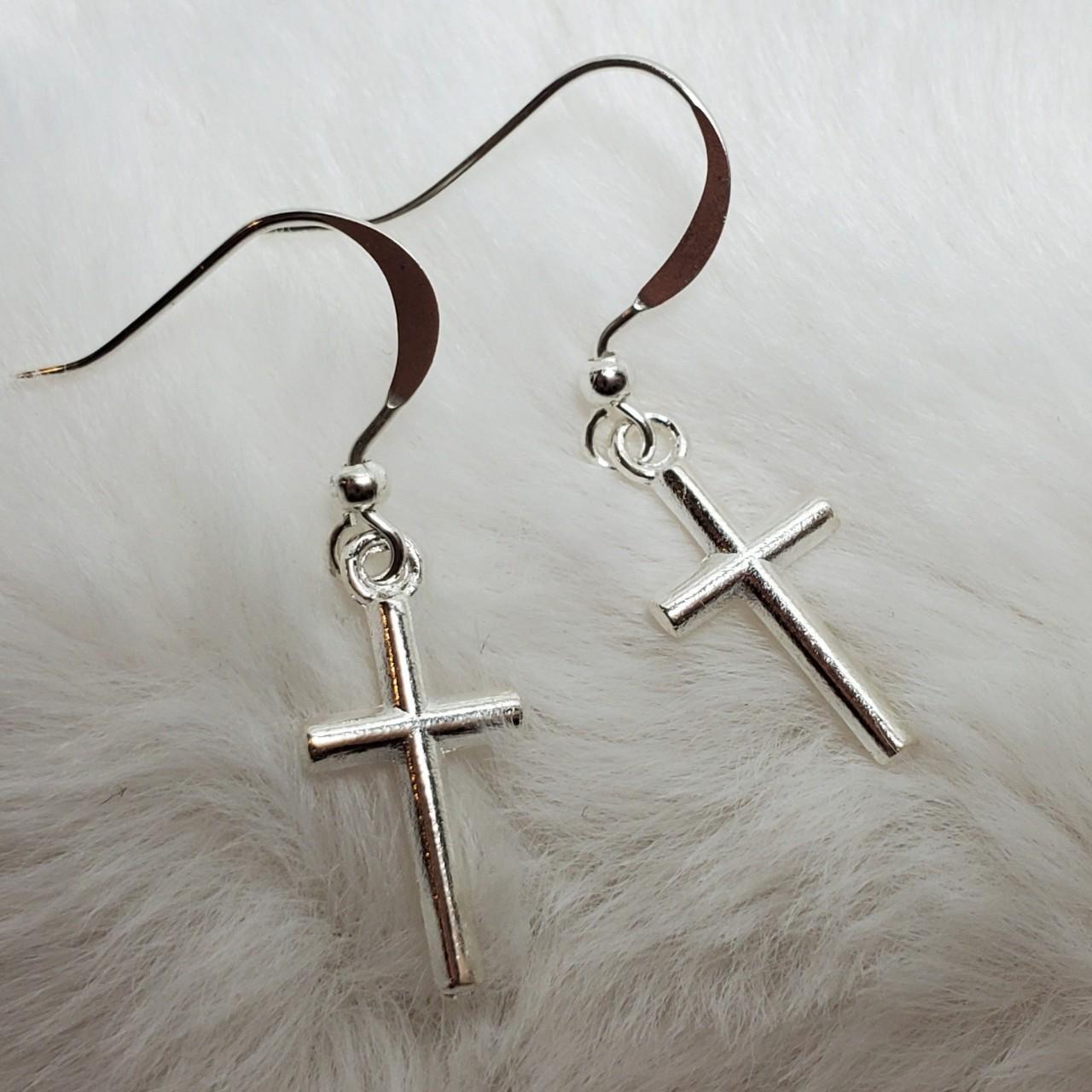 Dainty Cross Earrings These Pendants Measure Depop