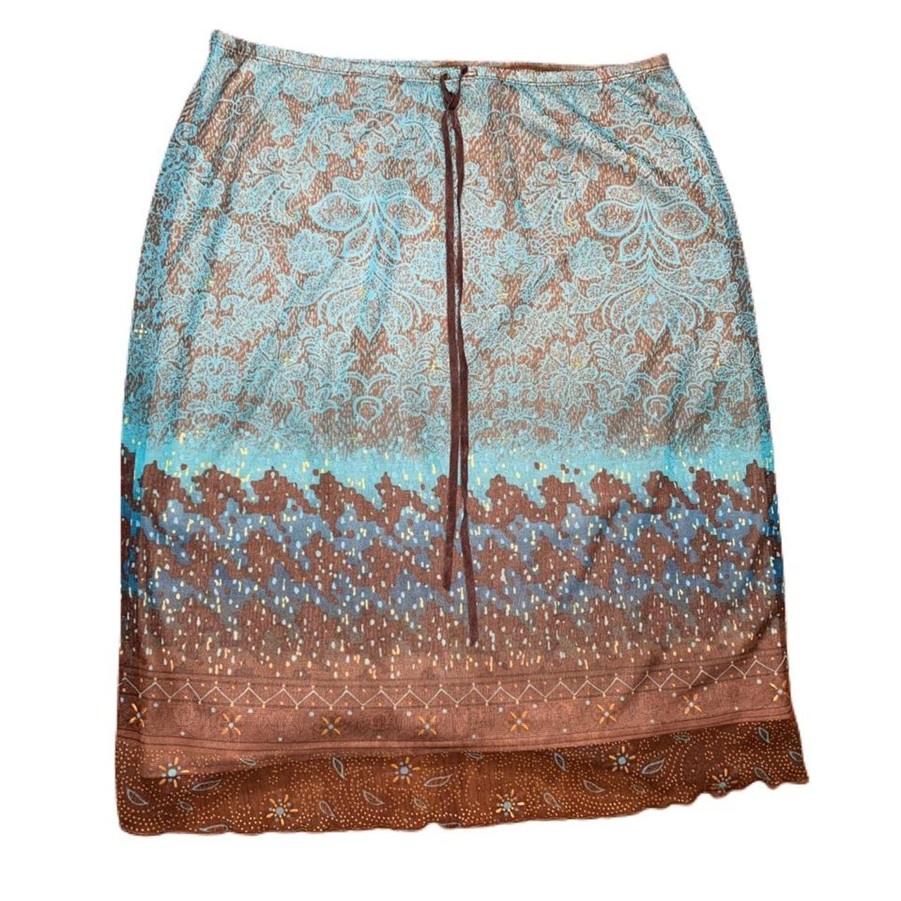 Y2K boho patterned skirt 💕 ABOUT THE ITEM 💕 Brown... - Depop