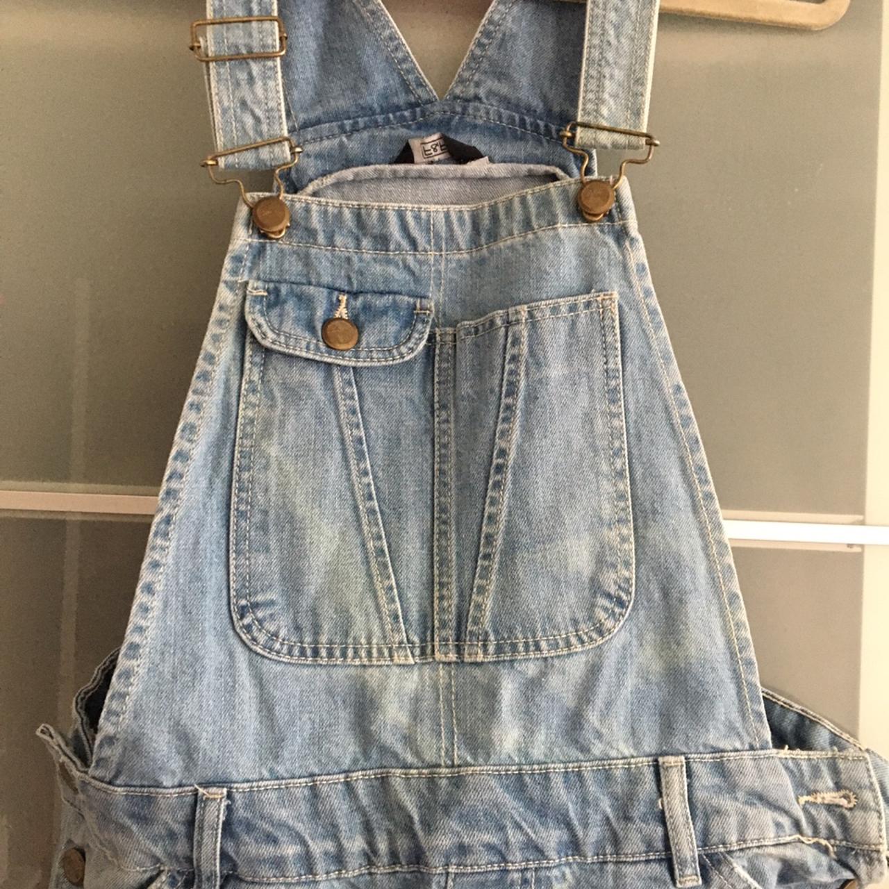 Ladies denim short dungarees, size 8 free delivery Depop