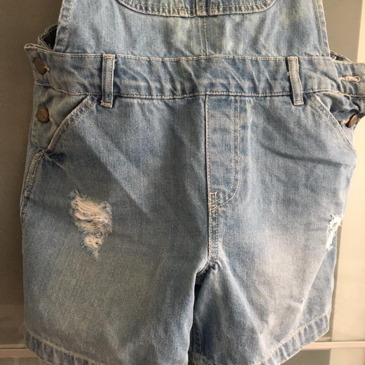 Ladies denim short dungarees, size 8 free delivery - Depop