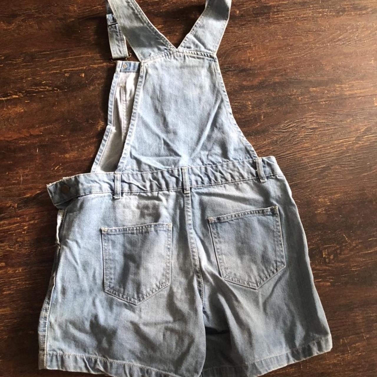 Ladies denim short dungarees, size 8 free delivery Depop