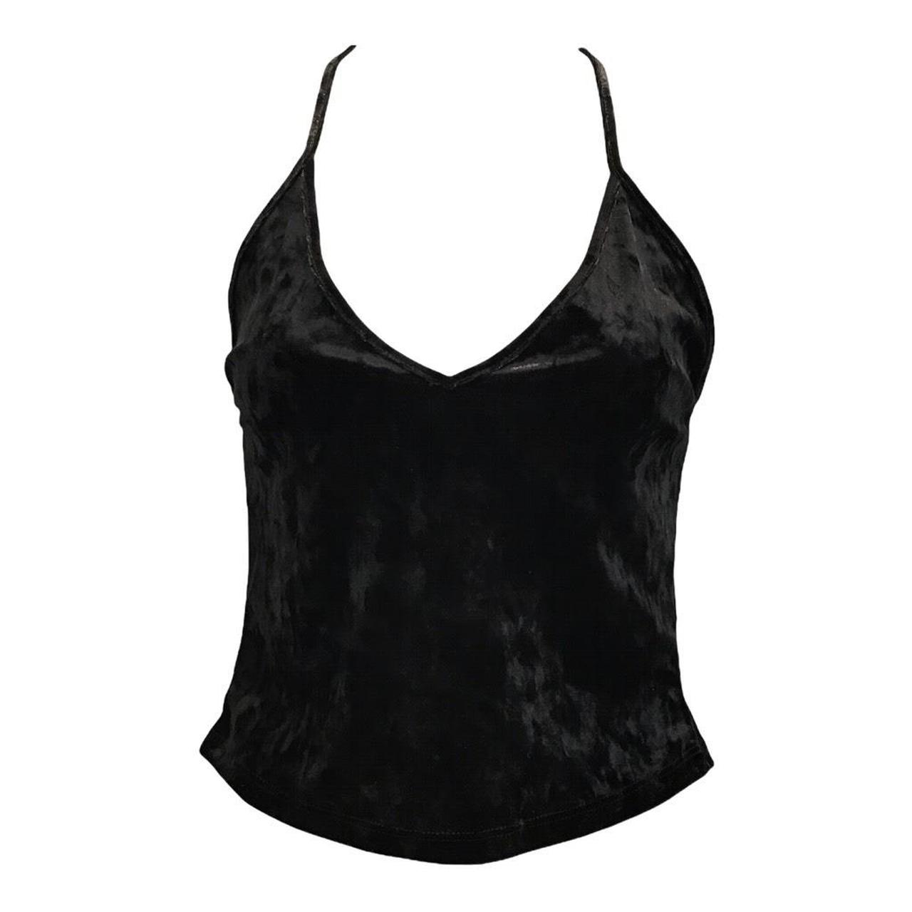 sleeveless black velvet top